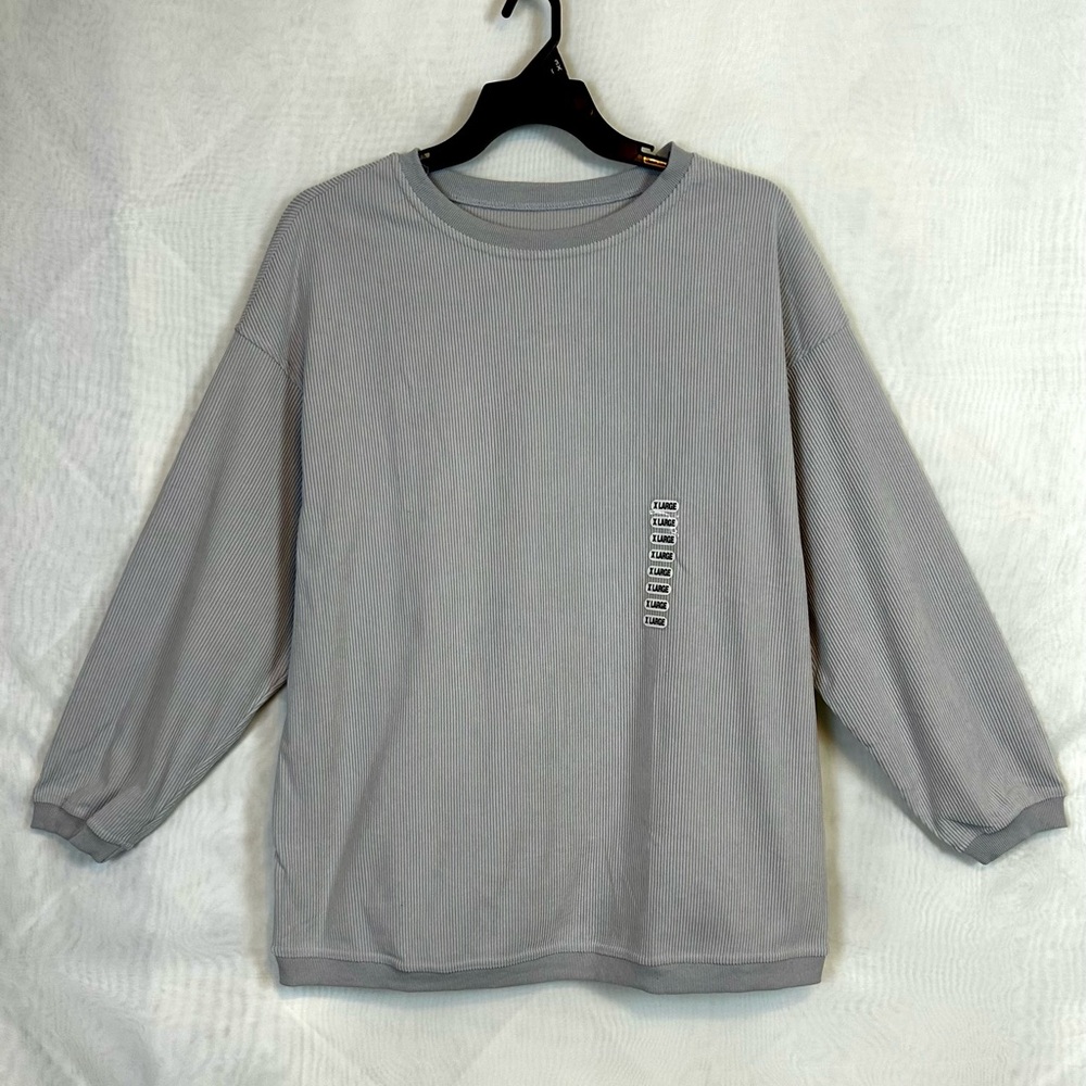 New Woman’s Gray Corduroy Long Sleeve Pullover Sweatshirt / XL